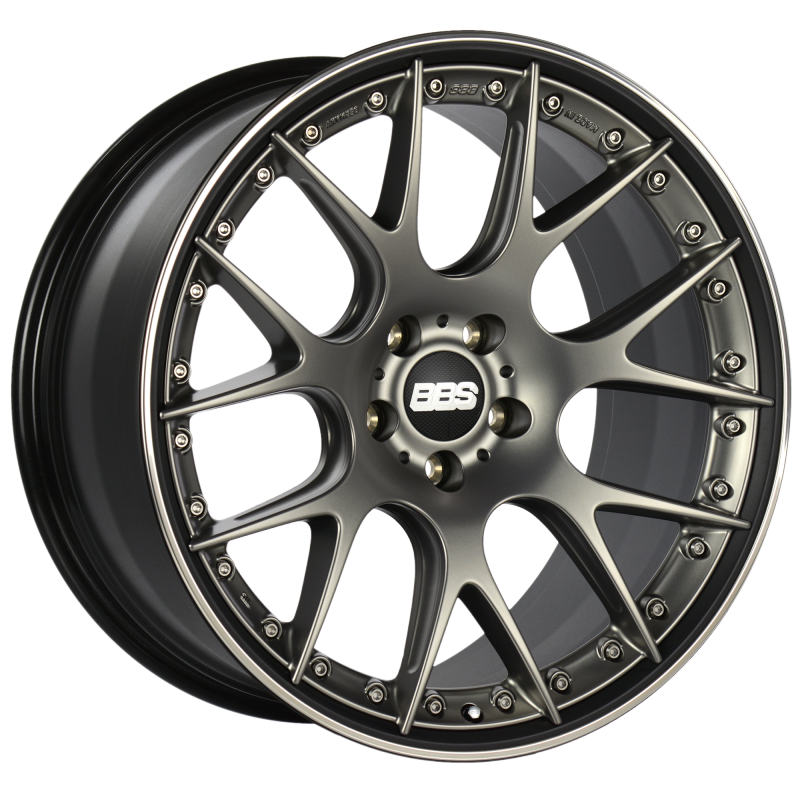 BBS Roue CH-RII 21x10.5 5x120 ET35 à protège-jante en inox - centre platine satiné, rebord noir - PFS/agrafe 82mm requis