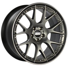 BBS Roue CH-RII 21x10.5 5x120 ET35 à protège-jante en inox - centre platine satiné, rebord noir - PFS/agrafe 82mm requis