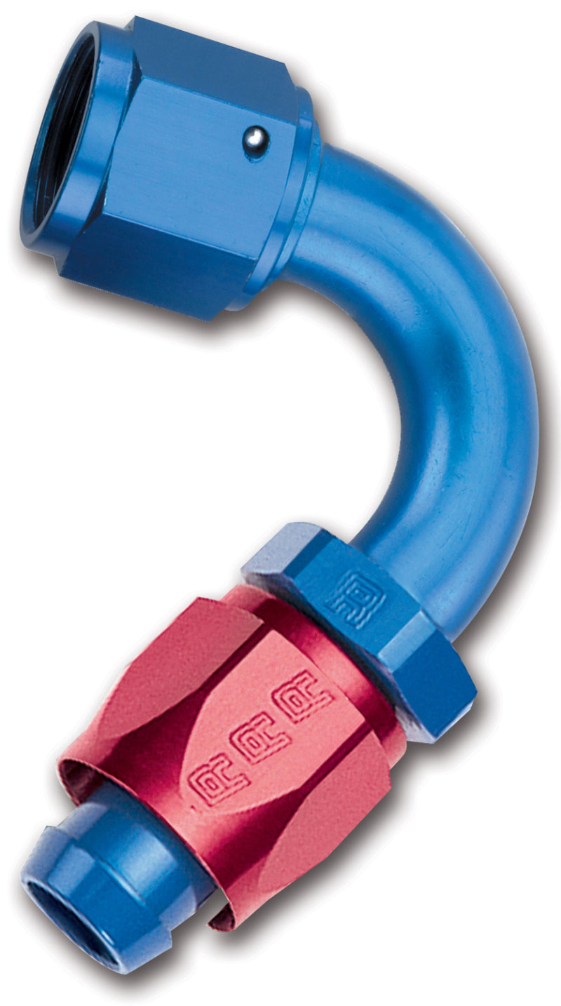 Russell Performance Embout de tuyau pivotant -6 AN rouge/bleu à pleine circulation 120 degrés (avec rayon de 9/16 po)