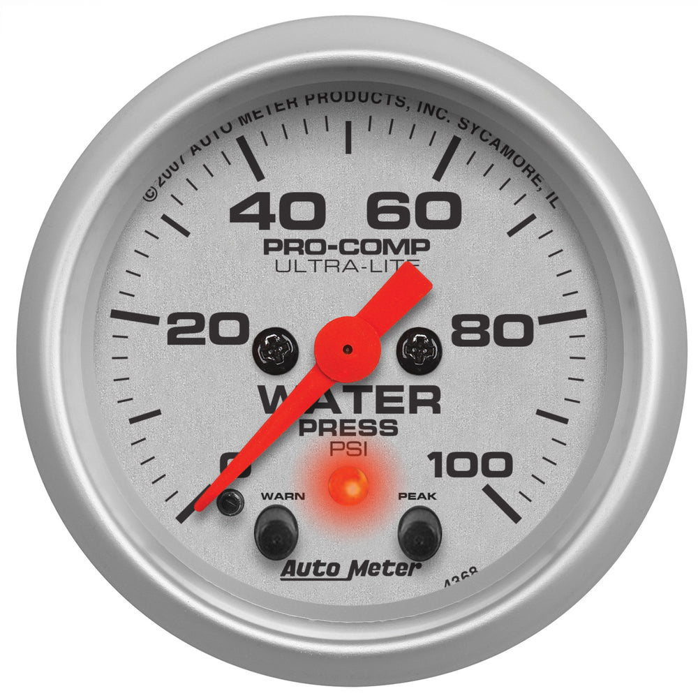 AutoMeter 2-1/16" Water Pressure, 0-100 PSI, Ultra-Lite