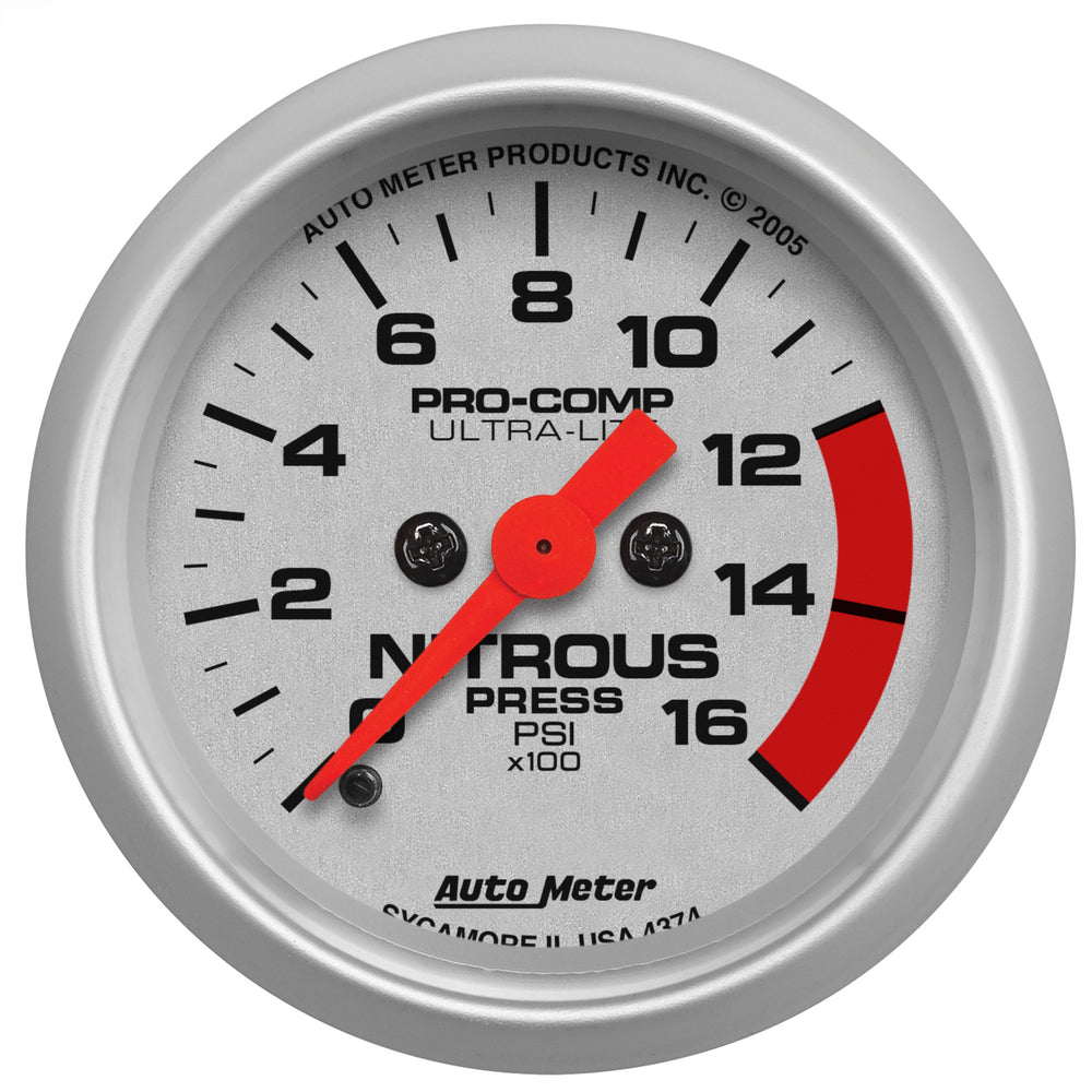 AutoMeter 2-1/16" Nitrous Pressure, 0-1600 PSI, Ultra-Lite