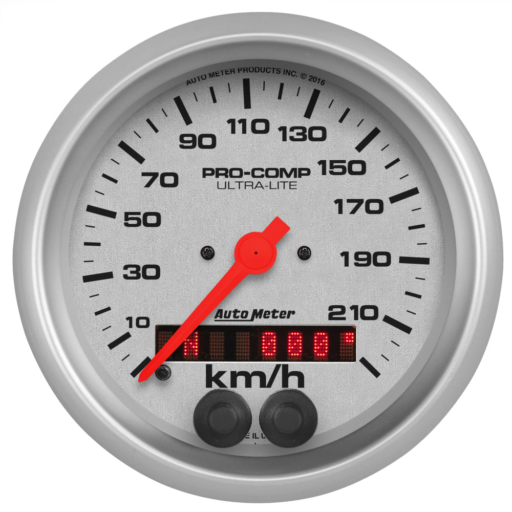AutoMeter Gauge, Speedometer, 3 3/8", 225KM/H, GPS, Ultra-Lite
