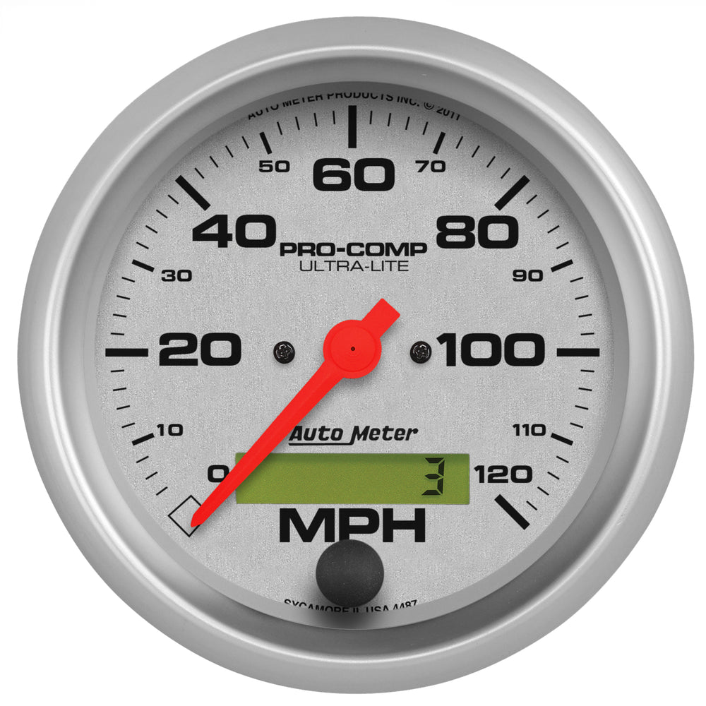AutoMeter 3-3/8" Speedometer, 0-120 MPH, Ultra-Lite — Red (4487)