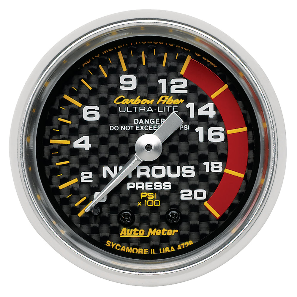 AutoMeter 2-1/16" Nitrous Pressure, 0-2000 PSI, Carbon Fiber