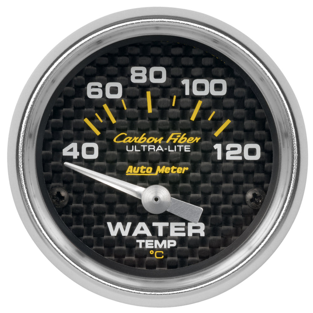 AutoMeter Gauge, Water Temp, 2 1/16", 40-120°C, Electric, Carbon Fiber