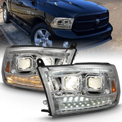 Anzo USA Projector Headlight Set, Switchback, Black Amber — 2009-2018 Dodge Ram 1500 (111441)