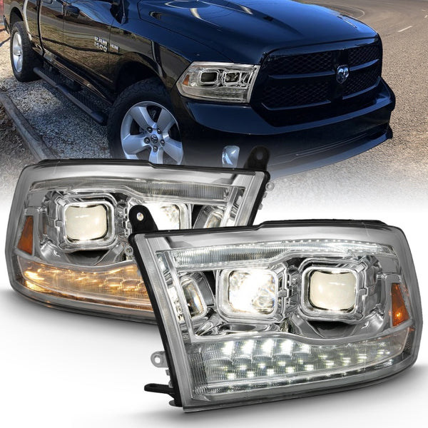 Anzo USA Projector Headlight Set, Switchback, Black Amber — 2009-2018 Dodge Ram 1500 (111441)