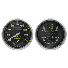 AutoMeter 2 PC. Gauge Kit, 5" Quad & Tach/Speedo, 240-33 Ohm, Carbon Fiber