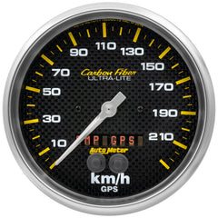 AutoMeter Gauge, Speedometer, 5", 225KM/H, GPS, Carbon Fiber