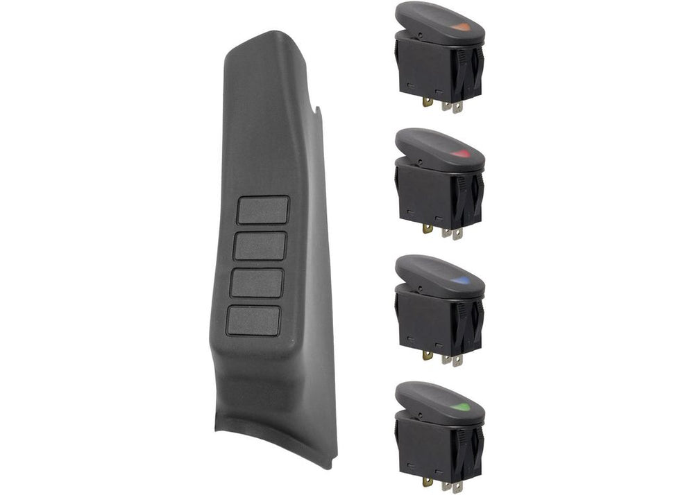 Rugged Ridge A-Pillar 4 Switch Pod Kit, Black, Left Side — 2011-2018 Jeep Wrangler JK