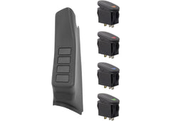 Rugged Ridge A-Pillar 4 Switch Pod Kit, Black, Left Side — 2011-2018 Jeep Wrangler JK