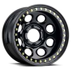 Raceline RT81 Rock 8 15x10in / 6x139.7 BP / -44mm Offset / 107.95mm Bore- Gloss Black Beadlock Wheel