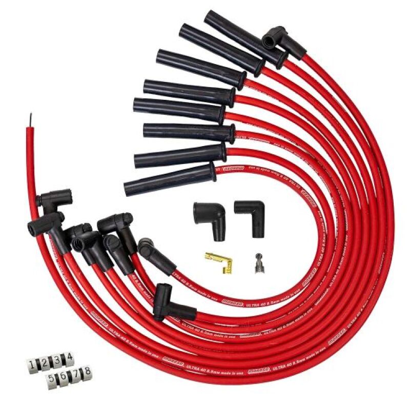 Moroso Ford 289/302/351W HEI-Style Ultra40 8.5mm Multi-Angle Boot Ignition Spark Plug Wire Set - Red