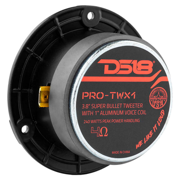 DS18 3.8in Super Bullet Tweeter 120 Watts RMS 1in Aluminum Vc 4 ohm Black