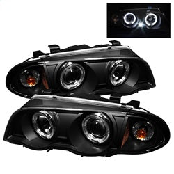 Spyder 1PC Projector Headlights - LED Halo w/ Amber Reflector - Black — for select BMW vehicles (5008947)
