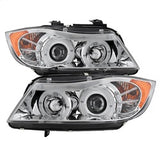 Projector Headlights - LED Halo - Amber Reflector - Eyebrow Bulb - Chrome
