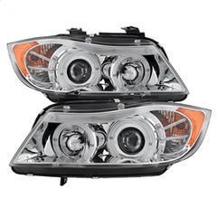 Spyder Projector Headlights - LED Halo - Amber Reflector - Eyebrow Bulb - Chrome