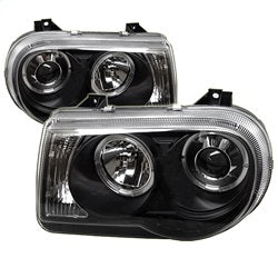 Spyder Phares à projecteur halo à DEL — noir — 2005-2010 Chrysler 300 (5009135)