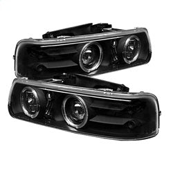 Spyder Projector Headlights - LED Halo - Black — for select Chevrolet vehicles (5009593)