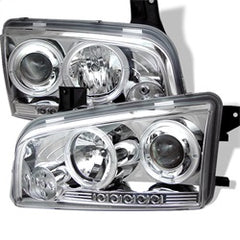 Spyder Phares à projecteur halo à DEL — chrome — 2006-2010 Dodge Charger (5009746)
