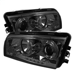Spyder Phares à projecteur halo à DEL — fumé — 2006-2010 Dodge Charger (5009753)