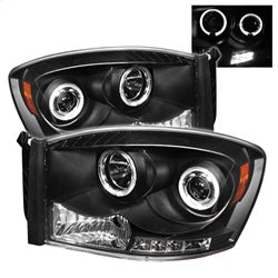 Spyder Phares à projecteur halo à DEL — noir — pour certains camions Dodge (5010001)