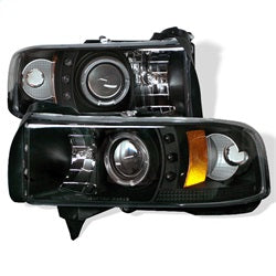 Spyder Phares à projecteur halo à DEL — noir — pour certains camions Dodge (5010087)