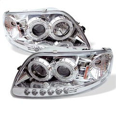 Spyder 1PC Projector Headlights - LED Halo w/ Amber Reflector - Chrome