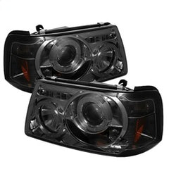 Spyder Phares à projecteur monobloc halo à DEL — fumé — 2001-2011 Ford Ranger (5010513)