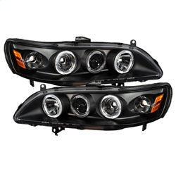Spyder Projector Headlights - LED Halo - Amber Reflector - Black — 1998-2002 Honda Accord (5010728)
