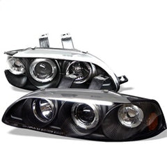 Spyder Projector Headlights - LED Halo - Amber Reflector - Black — 1992-1995 Honda Civic (5010841)