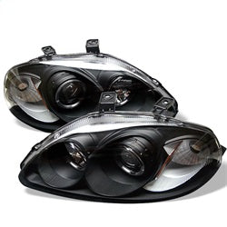Spyder Projector Headlights - LED Halo - Amber Reflector - Black — 1996-1998 Honda Civic (5010902)