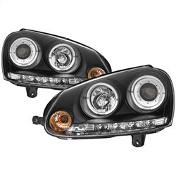 Spyder Phares à projecteur halo à DEL feux de jour — noir — pour certains véhicules Volkswagen (5012098)