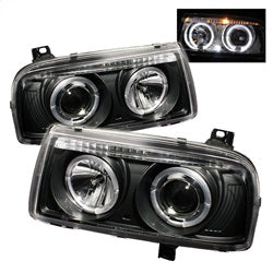 Spyder Projector Headlights - LED Halo - Black — 1993-1998 Volkswagen Jetta (5012197)