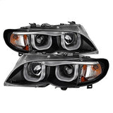1PC Projector Headlights - 3D Halo - Black