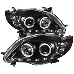Spyder Phares à projecteur halo à DEL feux de jour — noir — 2009-2010 Toyota Corolla (5032515)