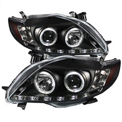 Spyder Phares à projecteur halo à DEL feux de jour — noir — 2009-2010 Toyota Corolla (5032515)