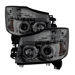 Spyder Phares à projecteur halo à DEL — fumé — pour certains véhicules Nissan (5033963)