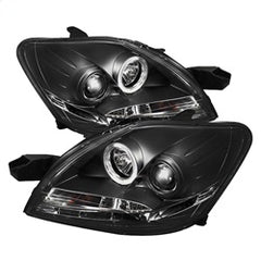 Spyder Phares à projecteur halo à DEL feux de jour — noir — 2007-2011 Toyota Yaris (5038944)