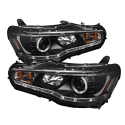 Spyder Phares à projecteur halo à DEL feux de jour — noir — 2008-2017 Mitsubishi Lancer (5042231)