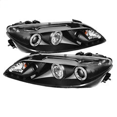 Spyder Phares à projecteur halo à DEL feux de jour — noir — 2003-2005 Mazda 6 (5042538)