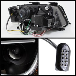Spyder Projector Headlights - Light Tube - DRL - Black — for select Audi vehicles (5071873)
