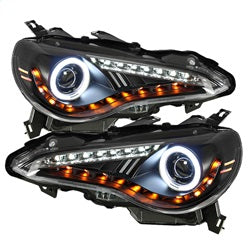 Spyder Projector Headlights - CCFL Halo - DRL LED - Black