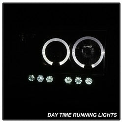 Spyder Projector Headlights - LED Halo - Black Smoke — for select Dodge trucks (5078384)