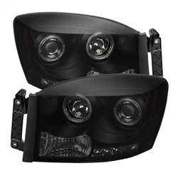 Spyder Projector Headlights - LED Halo - Black Smoke — for select Dodge trucks (5078391)