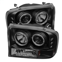 Spyder Phares à projecteur monobloc version 2 halo à DEL — noir fumé