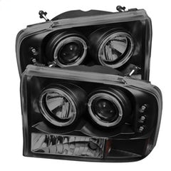 Spyder Phares à projecteur monobloc version 2 halo à DEL — noir fumé