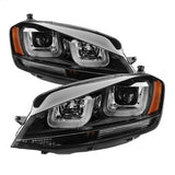 Projector Headlights - DRL LED - Black Stripe - Black