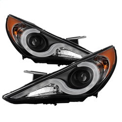Spyder Projector Headlights - Version 2 - Light Bar DRL - Black — 2011-2013 Hyundai Sonata (5080882)