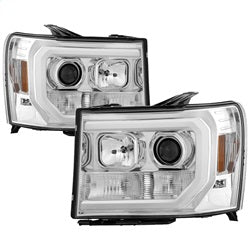 Spyder Projector Headlights - Version 2 - Light Bar DRL LED - Chrome